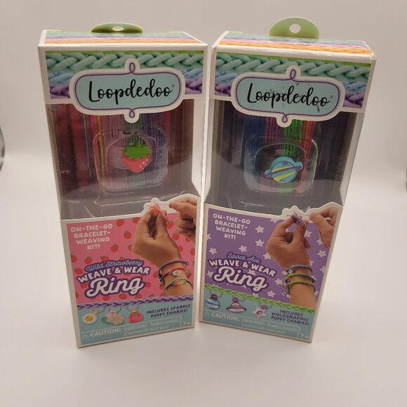 Loopdedoo Weave and Wear Bracelet Weaver Strawberry and Space Lot of 2 NEW - Picture 1 of 7